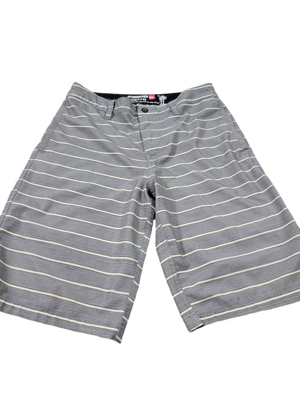 Quiksilver Amphibian Shorts Mens 29 Gray Beige Striped Board Surf Skate Swim